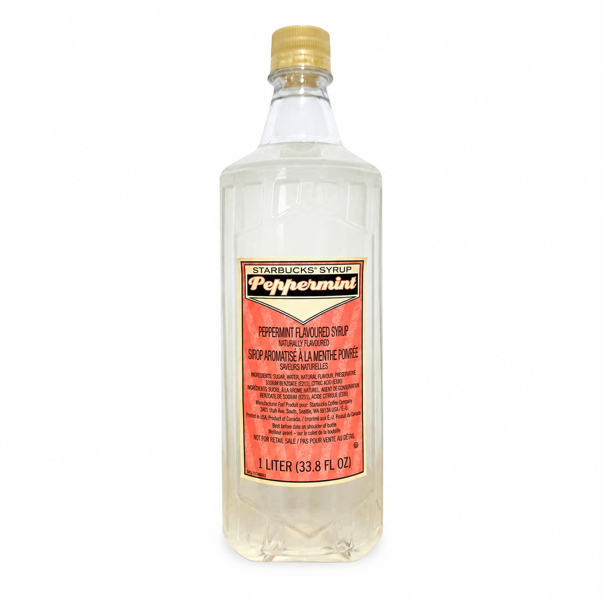 Starbucks Peppermint Syrup 1 liter bottle, bottle only